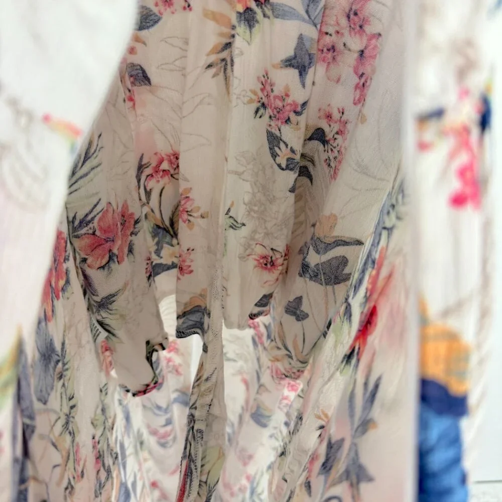 NWT American Eagle Floral Kimono Romper Dress Botanical Maxi Size 2 NEW - Picture 15 of 16